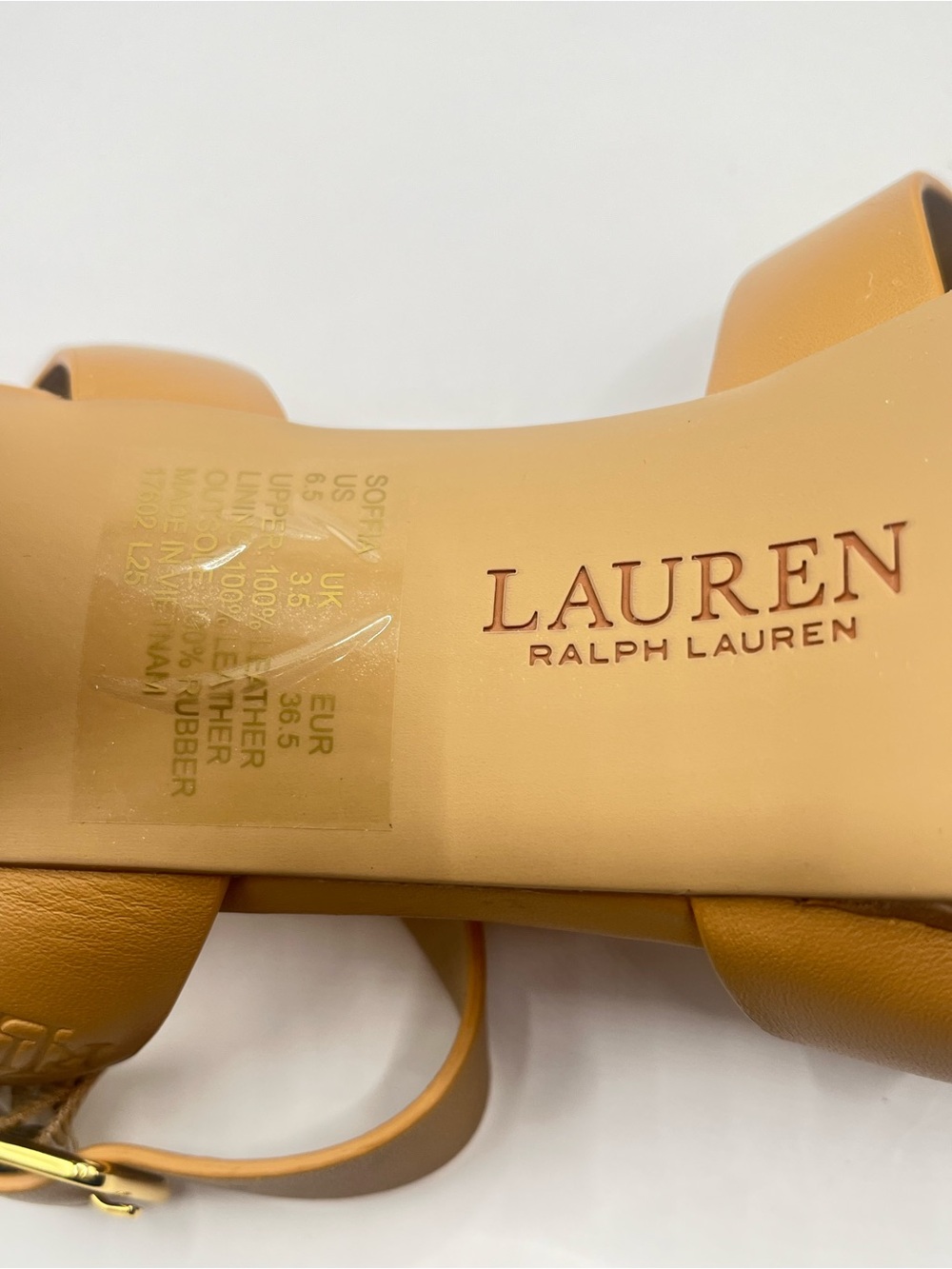 Lauren Ralph Lauren Sofia New Womens 6.5 Tan Leather Platform Block Heel Sandals - Picture 9 of 13